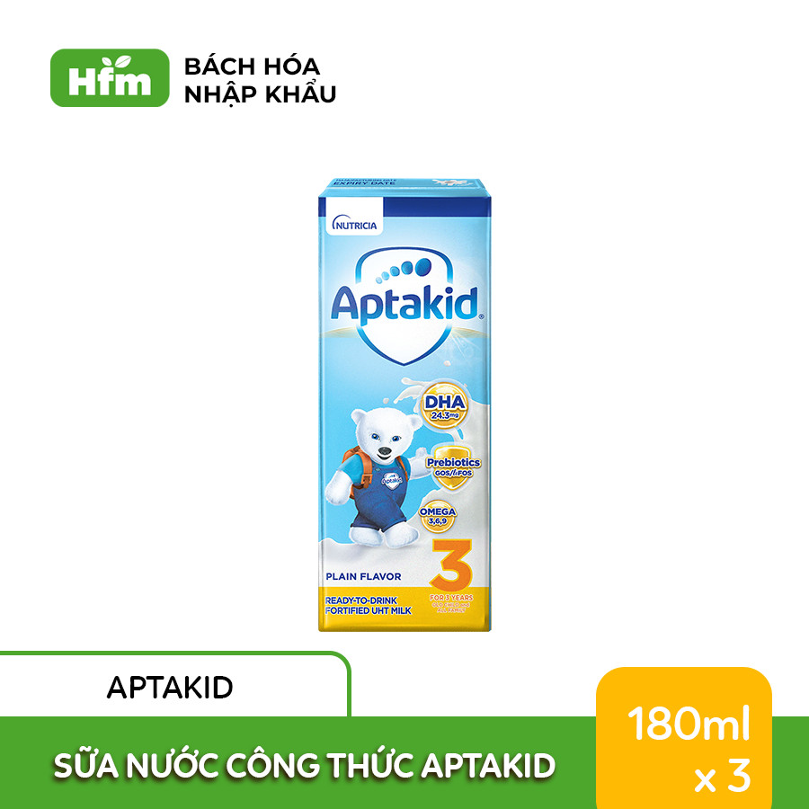 [DATE T12.2023 - T1.2024 MUA 2 THÙNG TẶNG 1 THÙNG] Sữa Nước CôngThức Aptakid 180ml/hộp ( Tổng 3 Thùng, 81 Hộp)