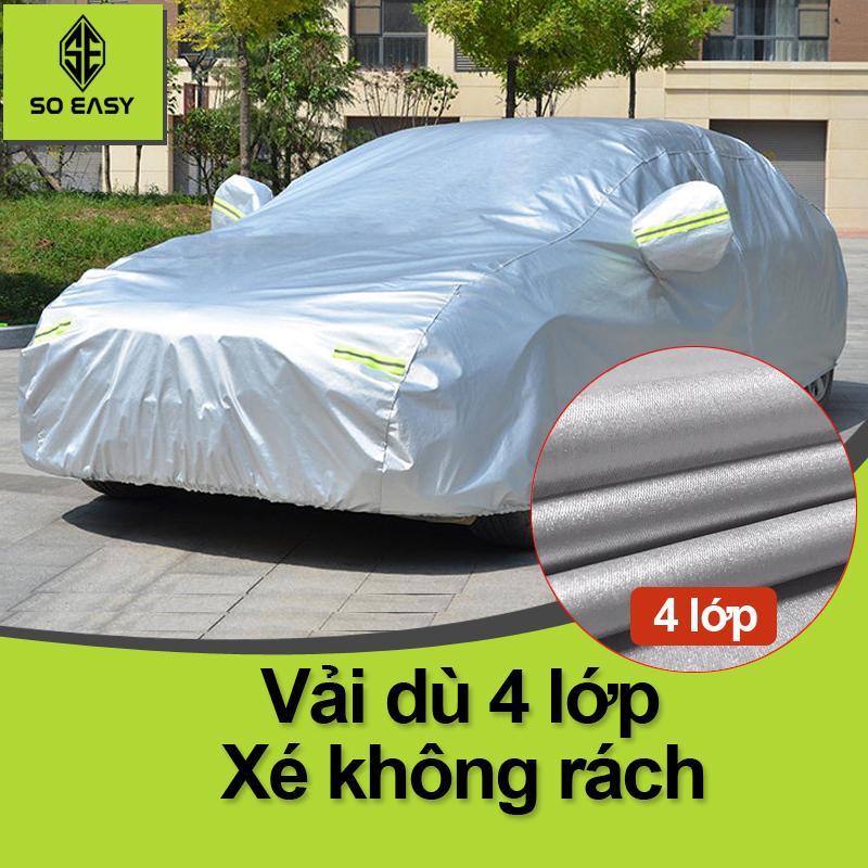 Bạt Phủ xe Ô Tô, Bạt phủ xe hơi - áo trùm che phủ xe hơi nhôm bạc 4 chỗ đến 7 chỗ, 2 lớp chống nóng mưa xước sơn vân 4D (BPX) - Xám