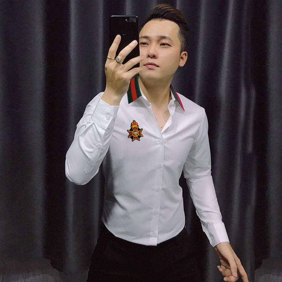 [HCM]ÁO SƠ MI NAM VIỀN CỔ GhhhI THÊU LOGO CON ONG CAO CẤP | HÀNG CHUẨN SM94 (Ảnh thật)