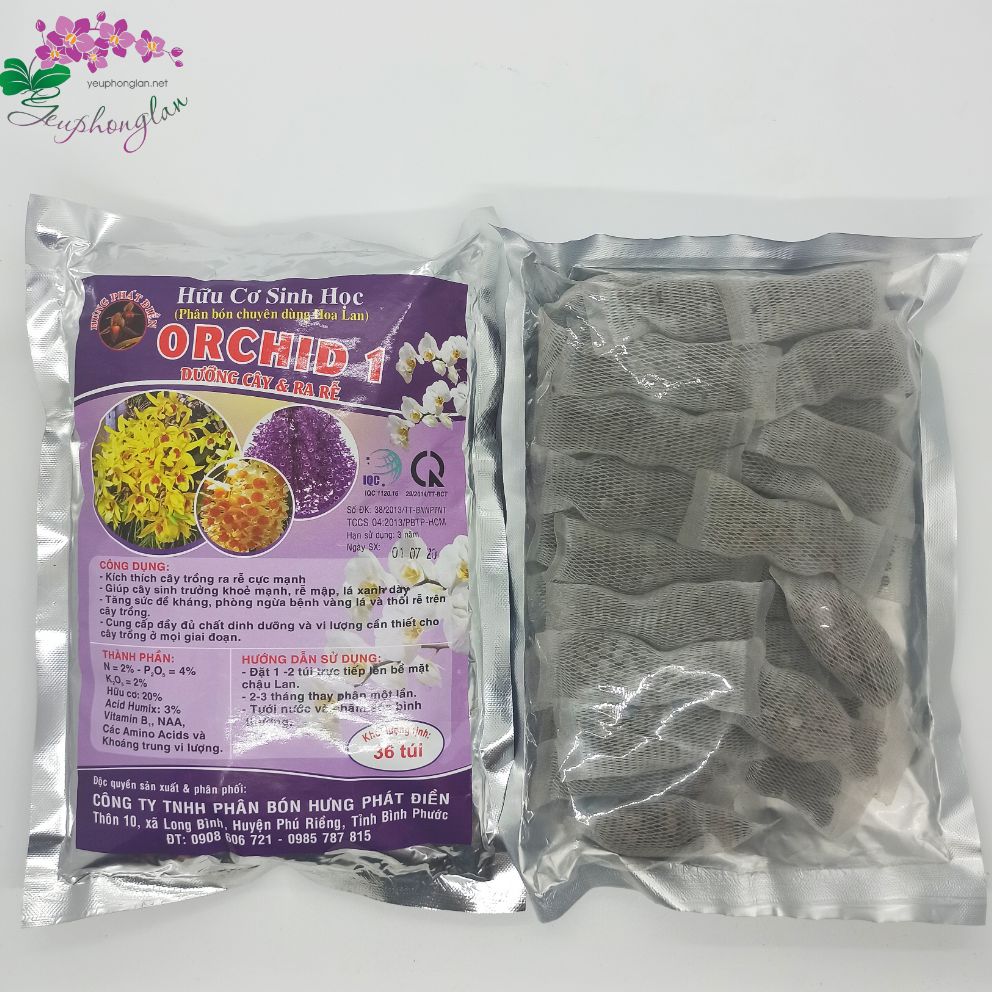 Phân hữu cơ Orchid 1 -  viên nén 36 túi lưới cho Lan và cây cảnh