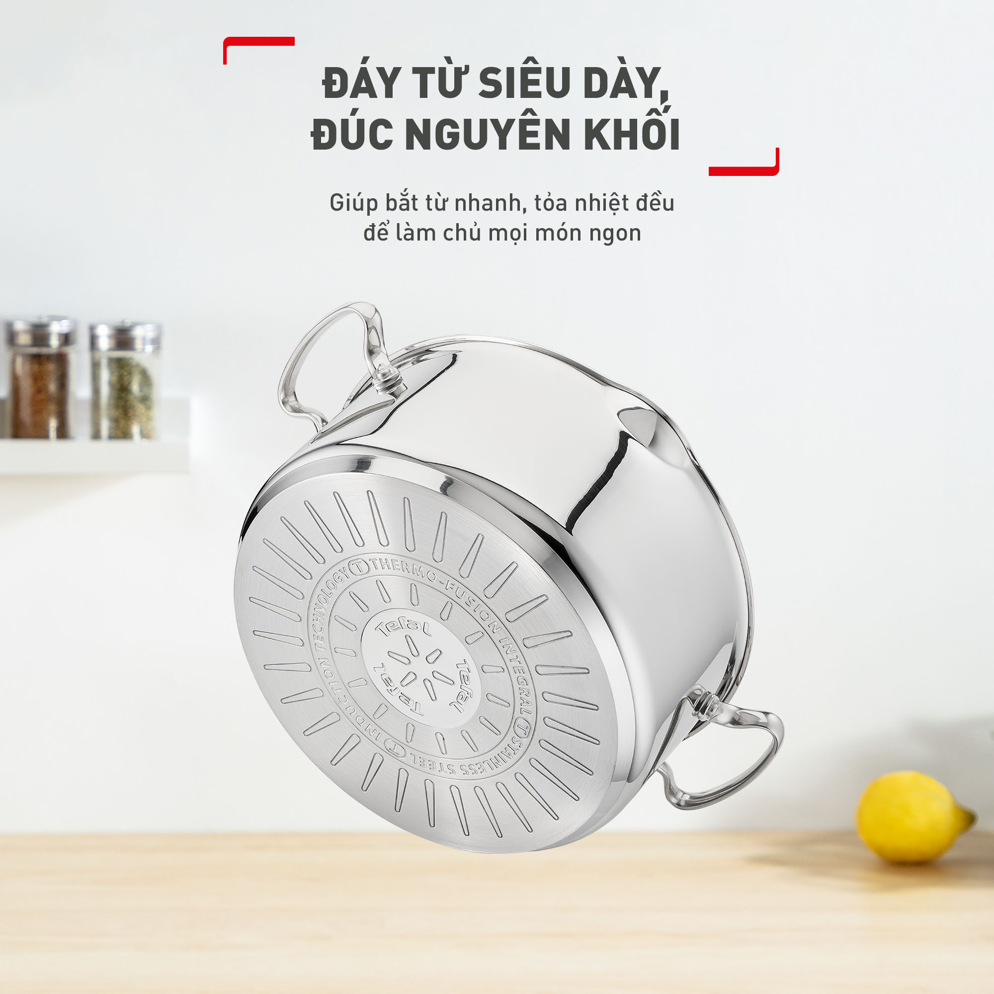 [SẢN PHẨM MỚI] Bộ 5 nồi Inox cao cấp Tefal Duetto Plus (quánh 16cm, nồi hầm 18/20/24 cm, nồi luộc gà 22cm)
