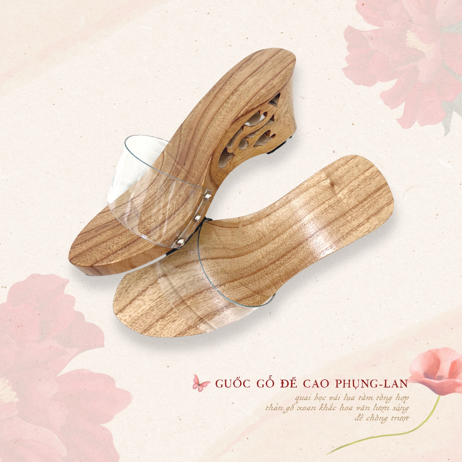 Sumire Store Guốc gỗ Đế cao Phụng Lan