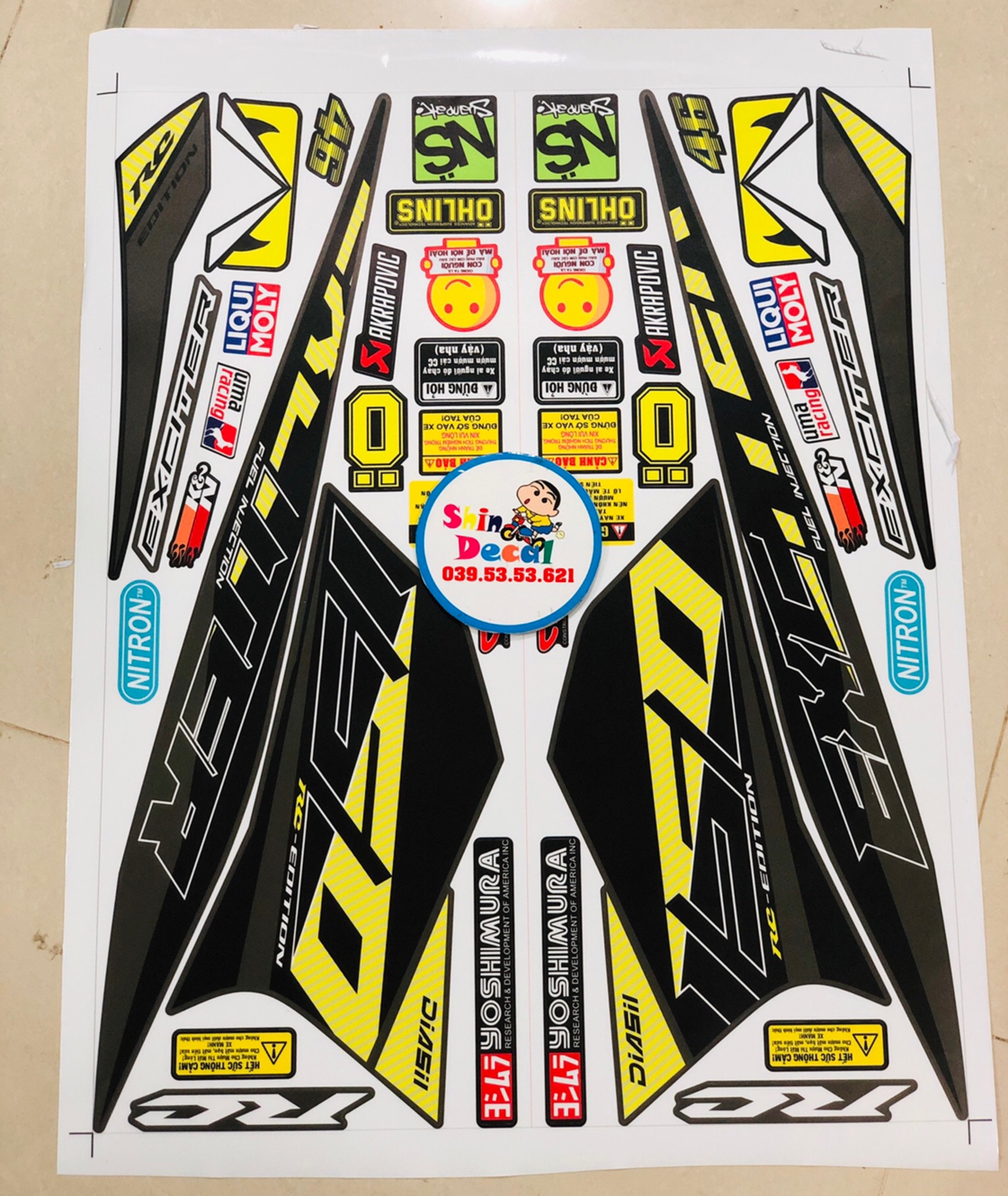 Tem RỜI EXCITER 150 VÀNG DÁN XE XÁM LÔNG CHUỘT