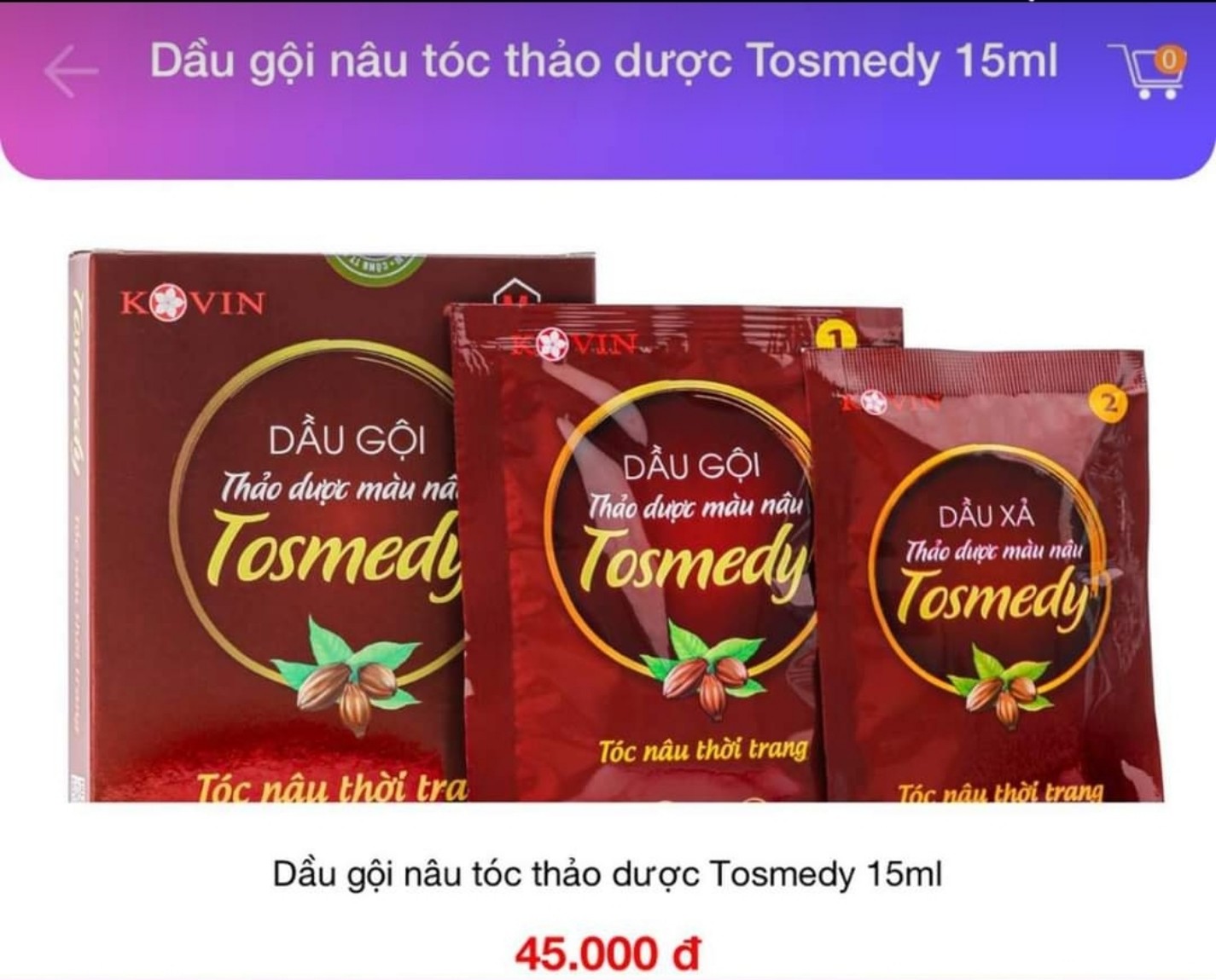 (1 gội +1 xã) gội nâu hạt dẻ thảo dược tosmedy
