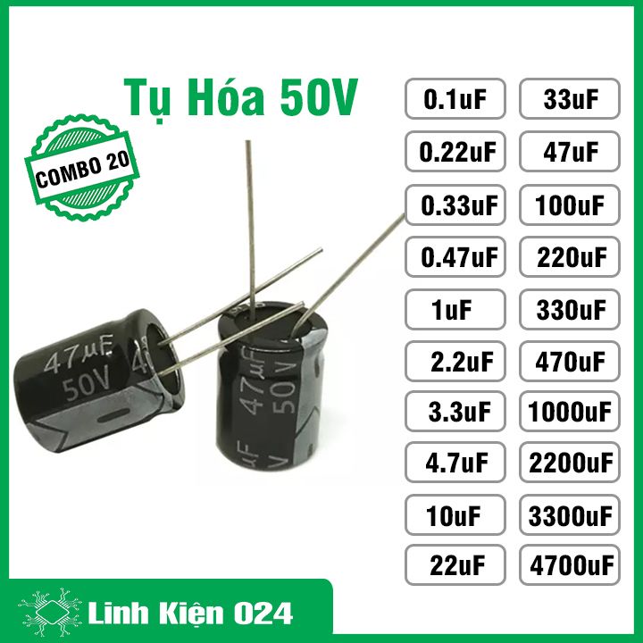 Combo 20 chemical capacitor 25V, capacitor polarity assorted 10UF-4700UF
