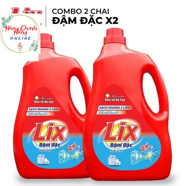 COMBO 02 Can Nước Giặt Lix  3,6Kg Tẩy Rửa 99 9%ơ- Dành cho máy giặt và giặt tay