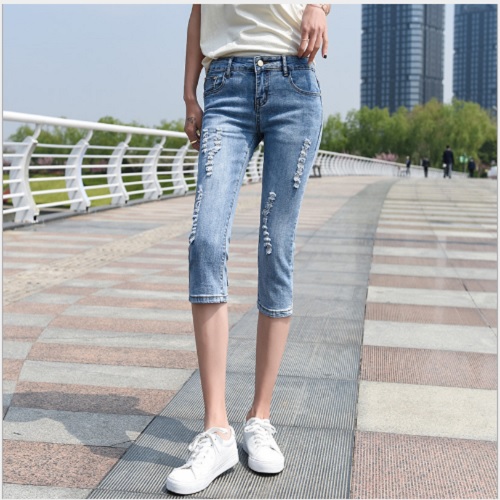 Quần jean lửng co giãn Quảng Châu cho nữ LS_Q082