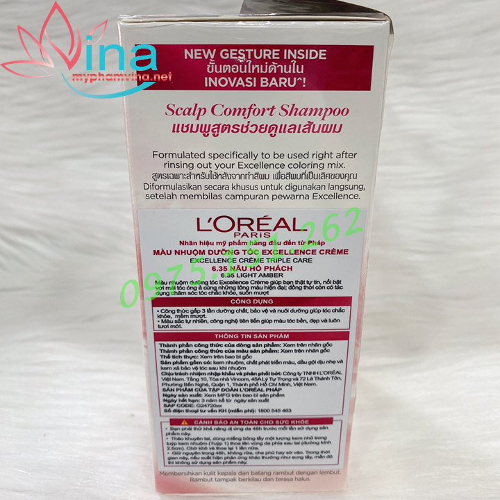 Thuốc Nhuộm Tóc Phủ Bạc L’Oreal Excellence Crème 6.35