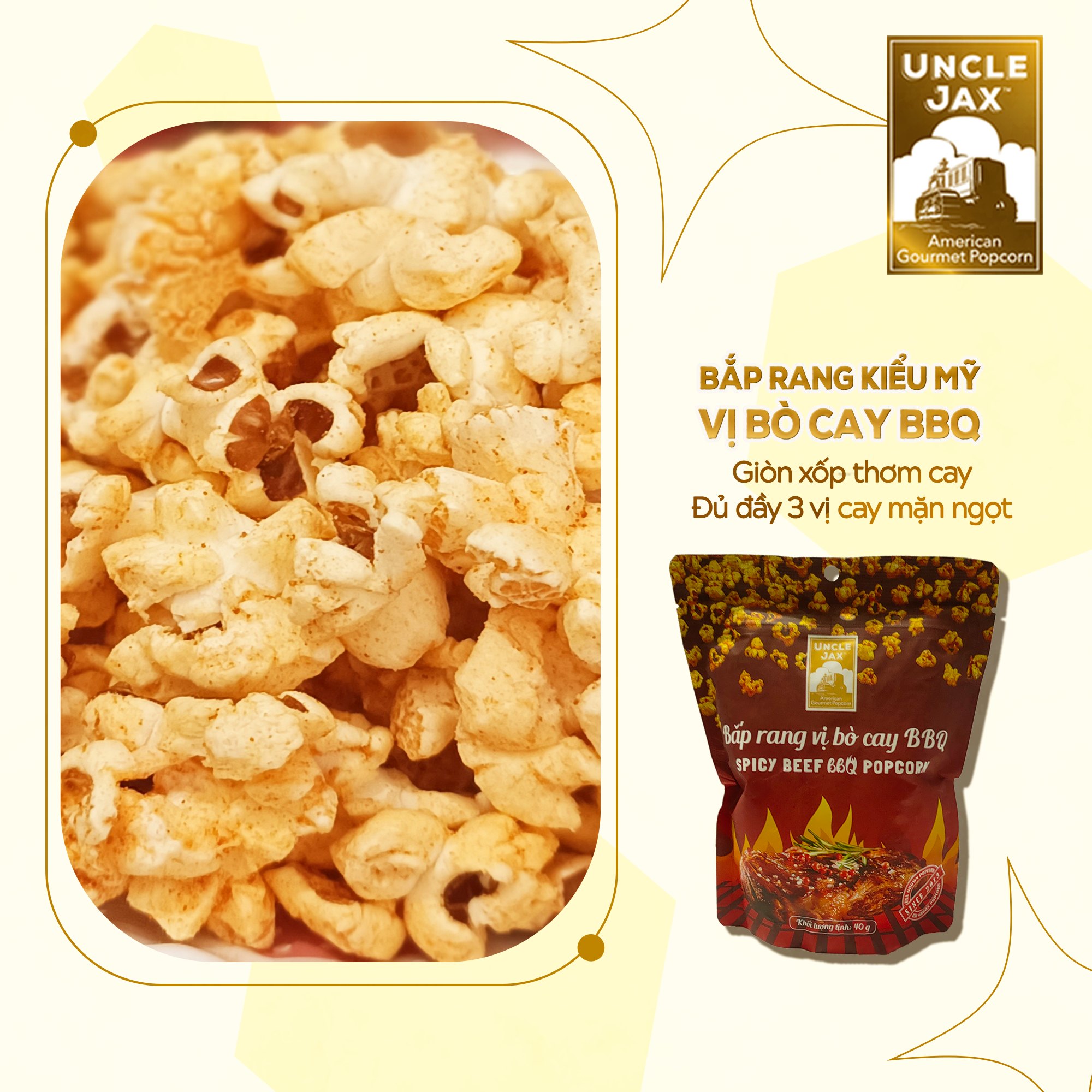 Bắp Rang Uncle Jax vị Bò Cay BBQ (40g)