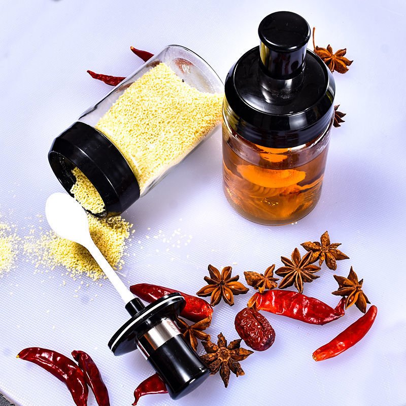 Spice jar, Spice jar with 250ml glass spoon, kitchen spice bottle