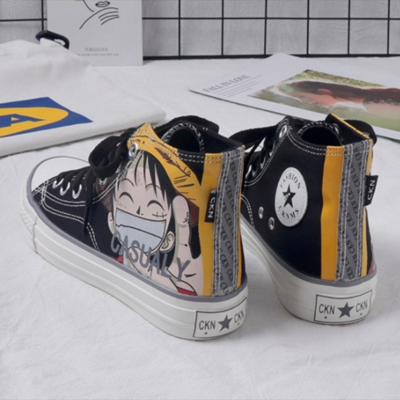 Giày ulzzang dáng Converse in hình anime luffy