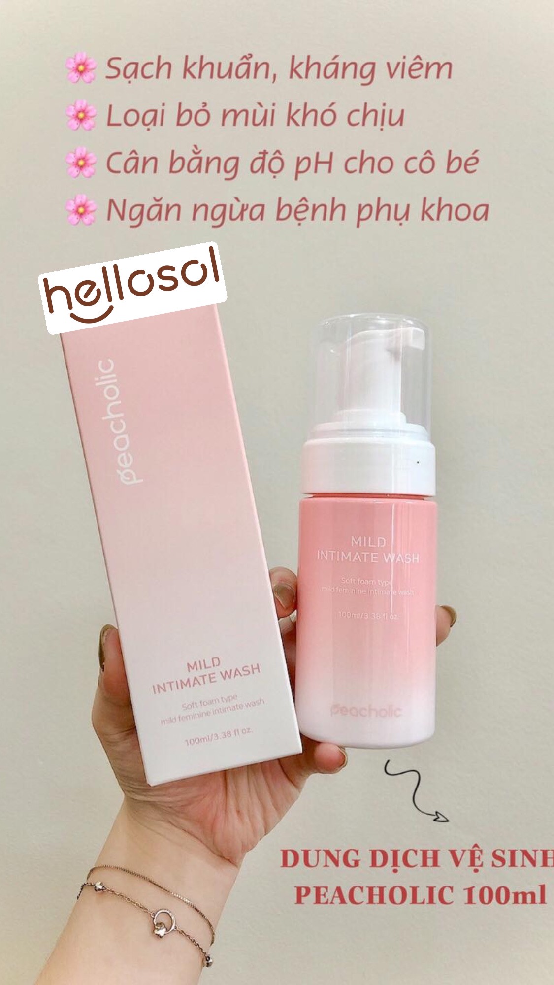 PC_005 Dung dịch vệ sinh tạo bọt Peacholic Mild Intimate Wash