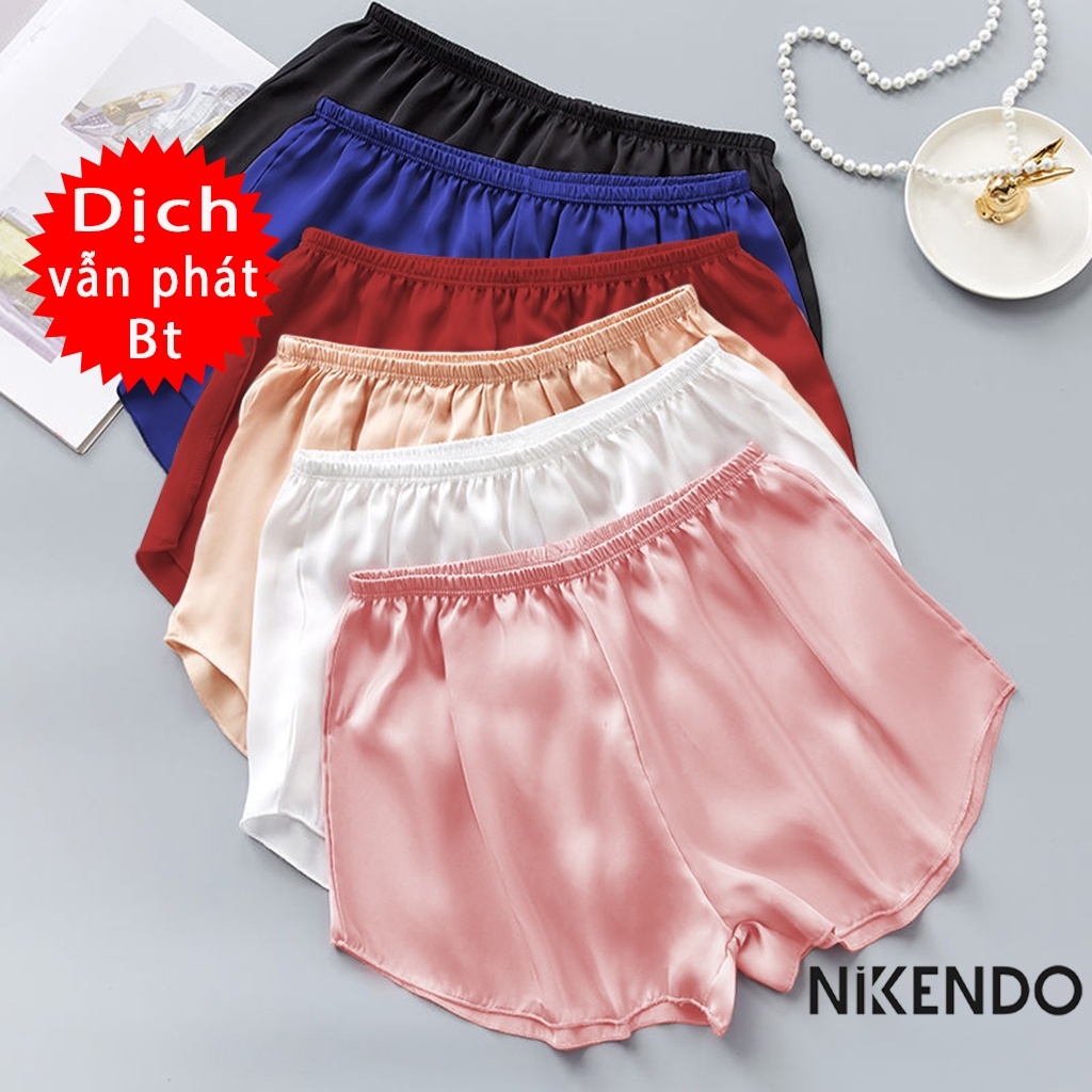 Quần Đùi Nữ Lụa Satin Cao Cấp mặc Ngủ mặc Trong váy Chất Lụa Mềm mịnmát Nikendo QĐ1