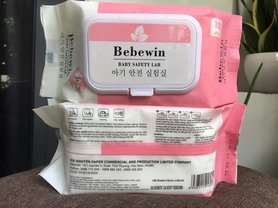 Khăn ướt không mùi Bebewin 100 tờ (to đùng)
