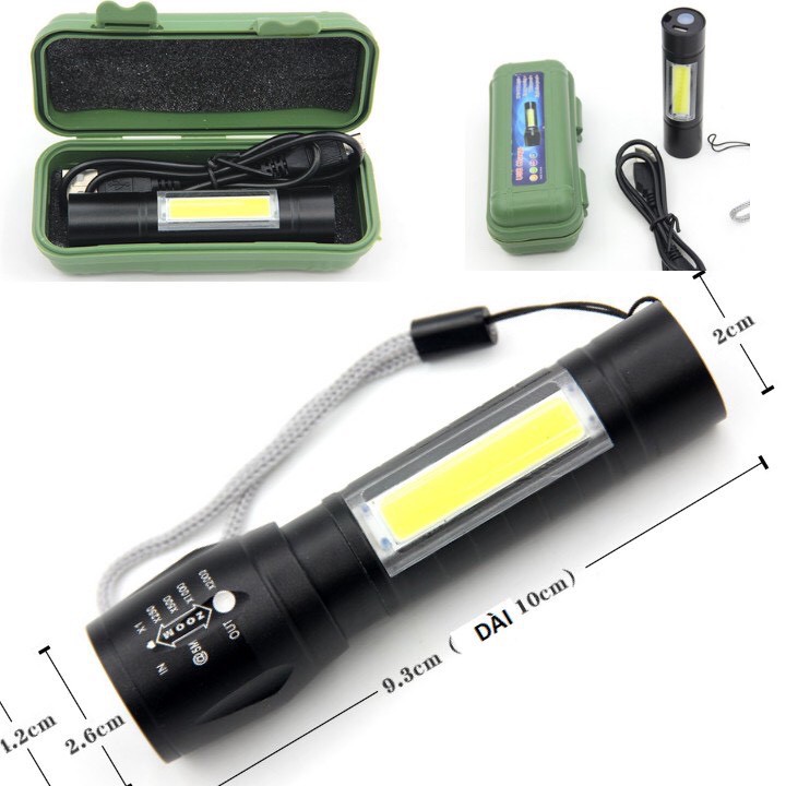 Đèn pin mini siêu sáng cao cấp có zoom