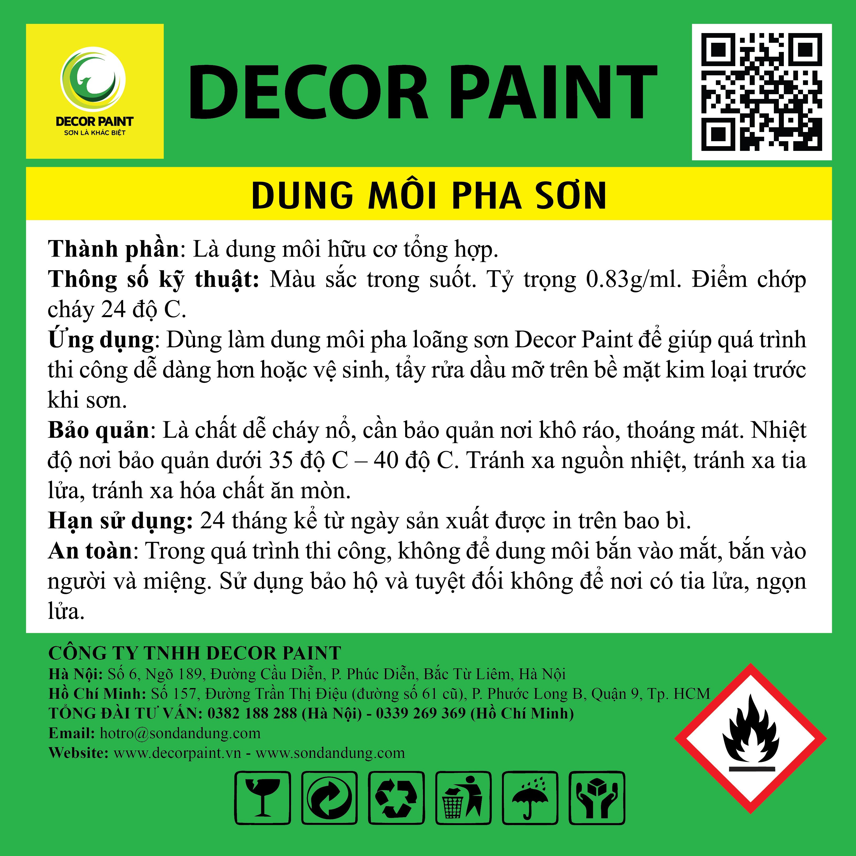 Dung môi pha sơn Decor Paint loại 1.0 lít