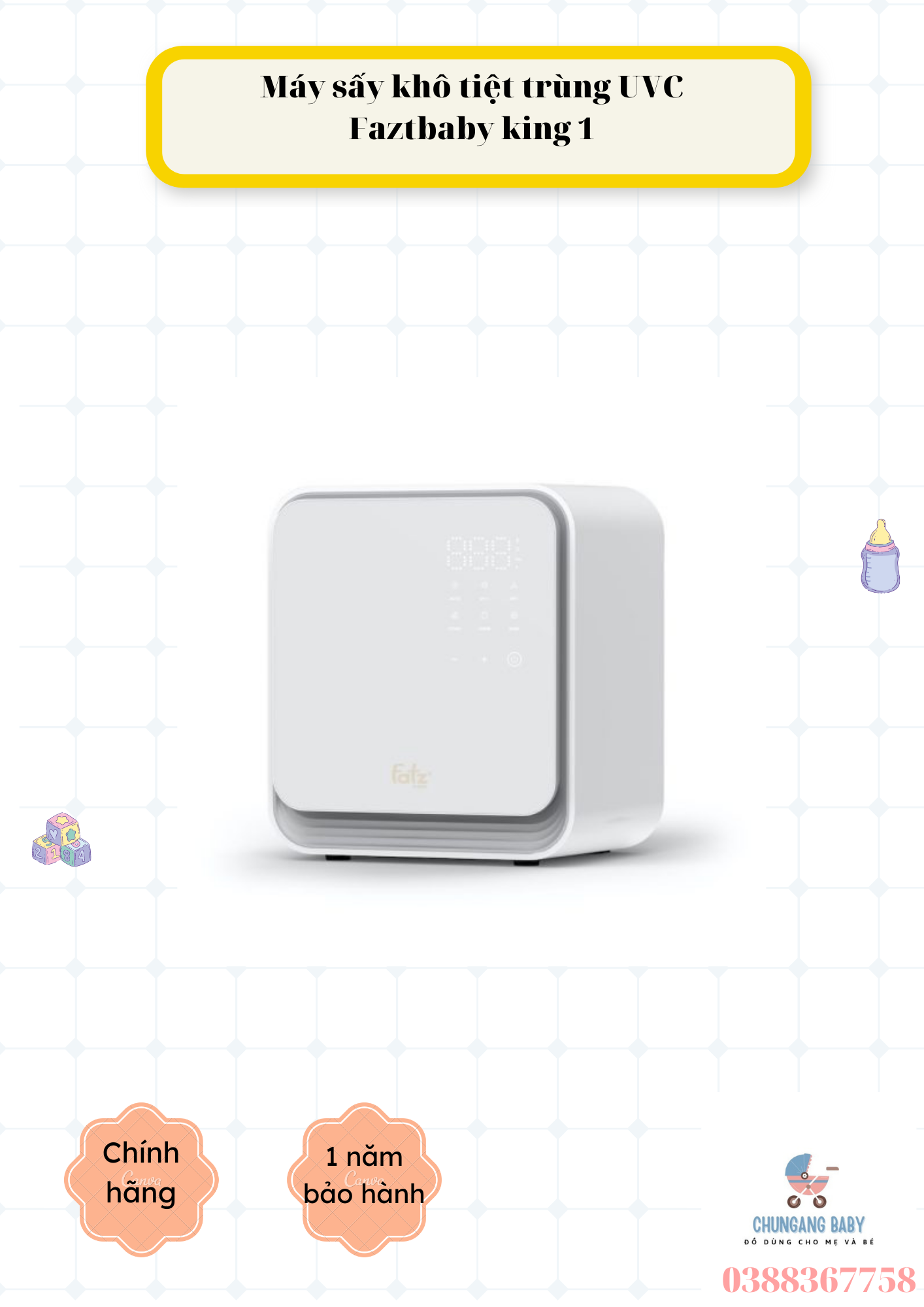 Máy tiệt trùng uvc – led có chức năng sấy fatzbaby – king 1 – fb4722bt