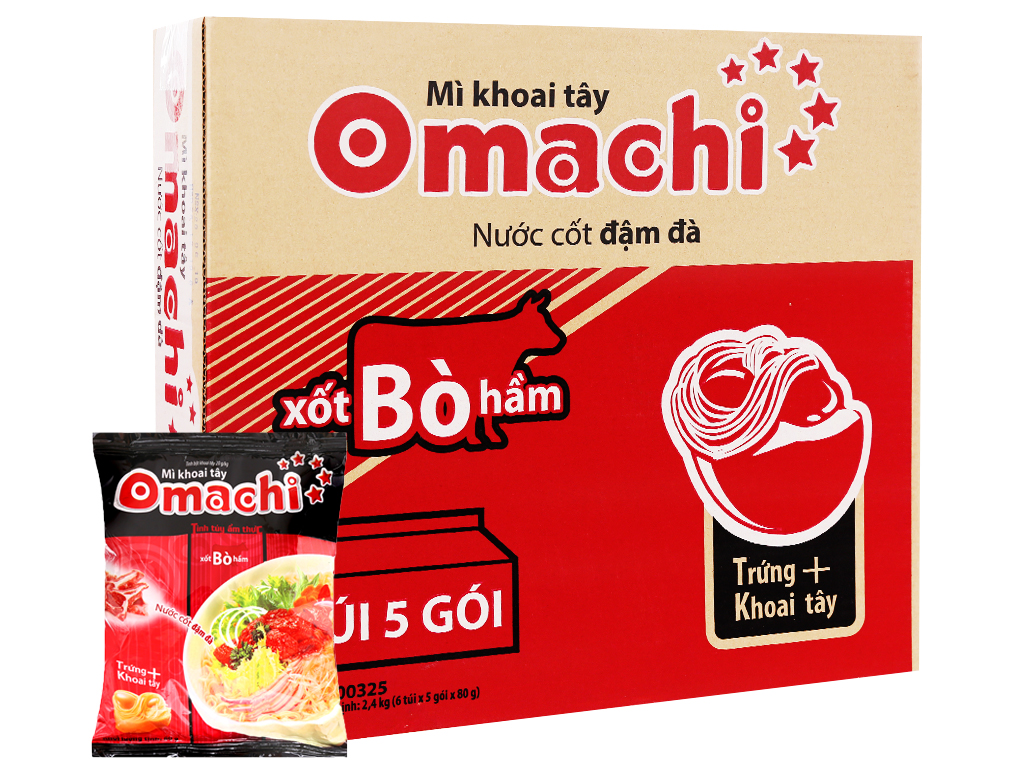 Thùng Mì Omachi Xốt Bò Hầm (30 gói x 80g)