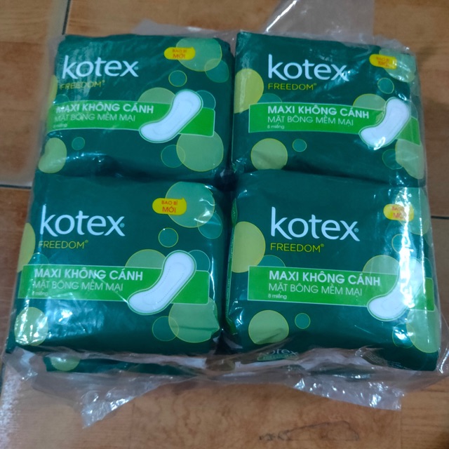 BÁO GIÁ BĂNG VỆ SINH KOTEX FREEDOM DÀY KHÔNG CÁNH 8/48 | Shopee Lazada Sendo Tiki mới nhất 6 Combo 8 Gói Băng Vệ Sinh Kotex Freedom Maxi Dày Không Cánh Mặt Bông 23cm