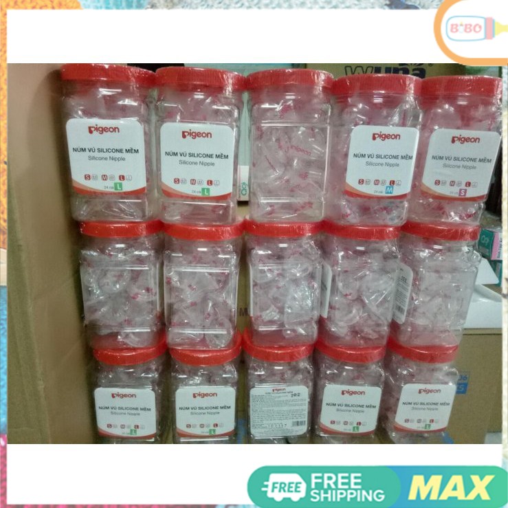 Núm ti silicone cổ hẹp Pigeon S / M / L combo2núm