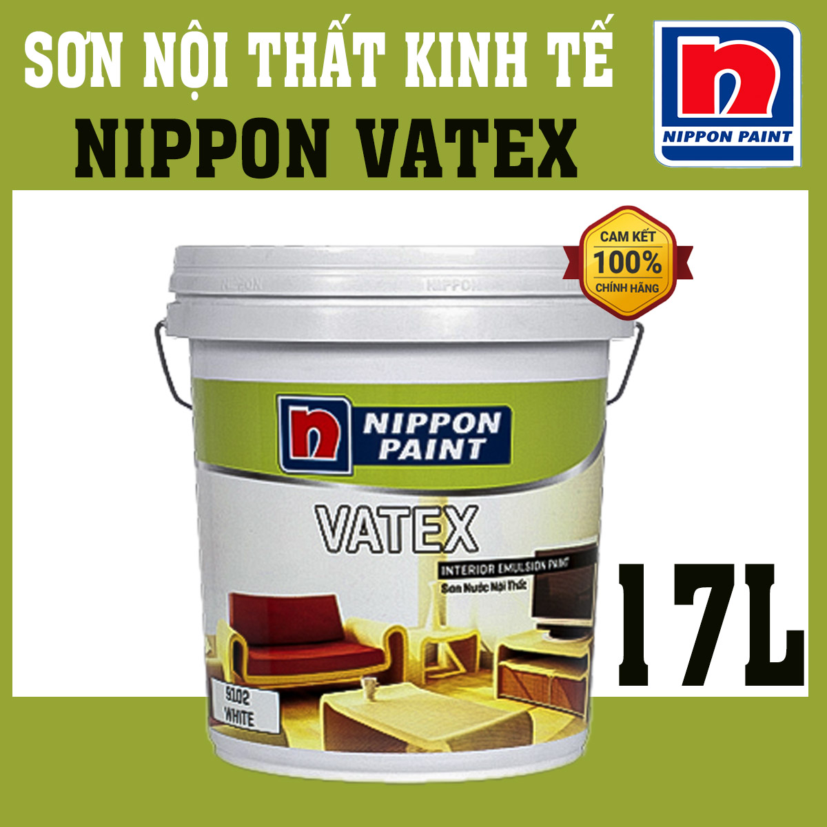 Sơn nước nội thất - Trung cấp - Nippon Vatex- Thùng 17L