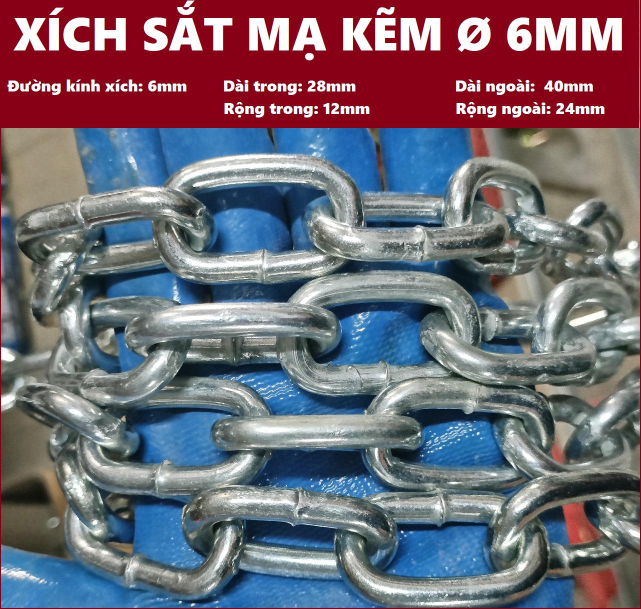 Dây xích sắt mạ kẽm [ Ø 6mm ]