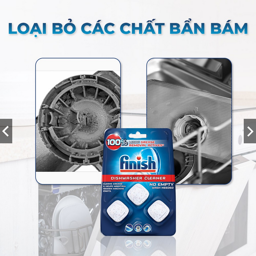 Viên vệ sinh máy rửa bát Finish vỉ 3 Viên