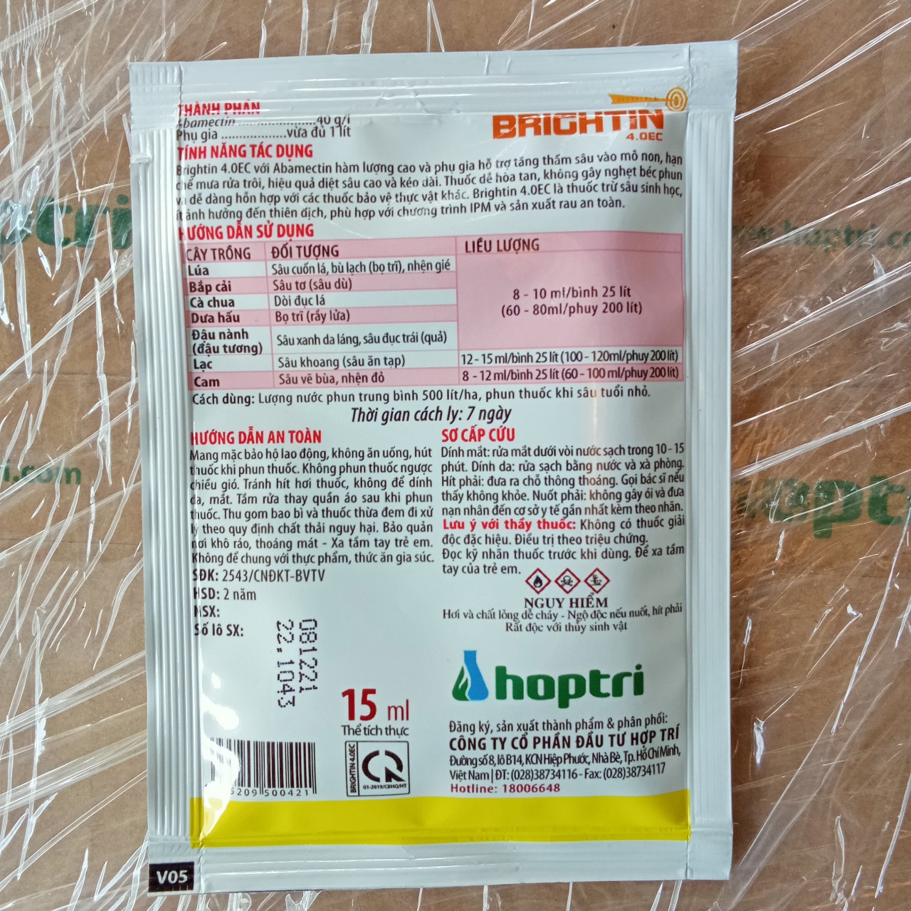 Brightin 4.0EC Gói 15ml, Thích hợp sản xuất rau an toàn