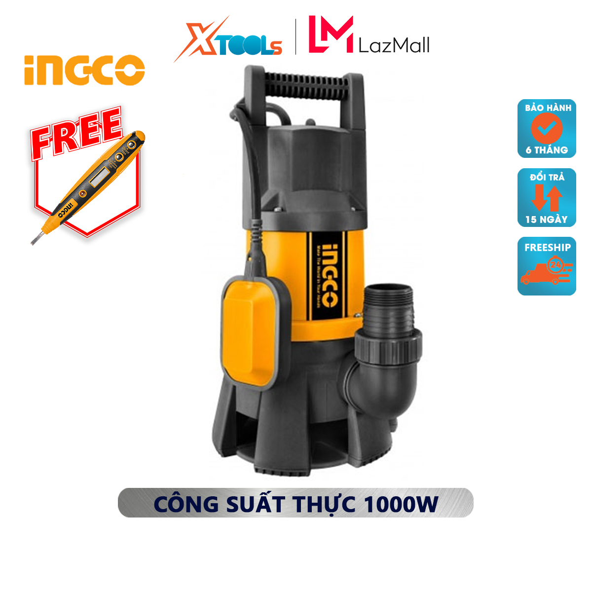 Máy bơm chìm nước thải ingco spd10001 máy bơm nước thải điện áp: 220v-240 ~ 50hz công suất đầu vào 1000w cột áp 9m lưu lượng tối đa 333l/phút xử lí nước thải cho các toàn nhà, công trình, hầm mỏ, chuồng chăn nuôi gia súc