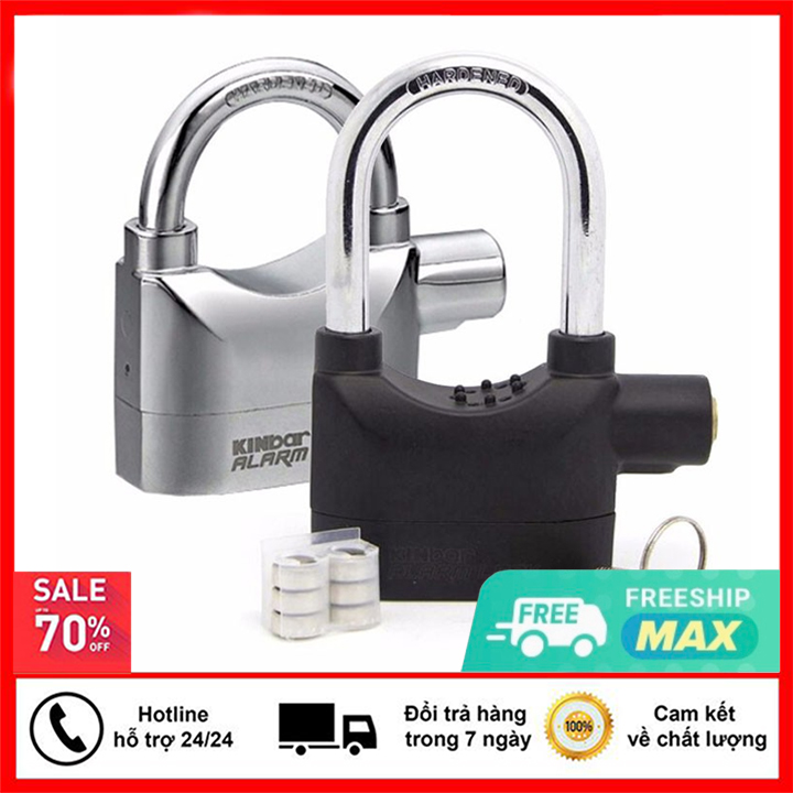 Khóa Chống Trộm Có Còi Báo Động Đa Năng - Ổ KHÓA CHỐNG TRỘM KINBAR CAO CẤP THÔNG MINH CHÍNH HÃNG, CÓ CÒI BÁO ĐỘNG, Ổ KHÓA XE MÁY,XE ĐẠP, NHÀ CỬA - TẶNG KÈM PIN Ổ KHÓA