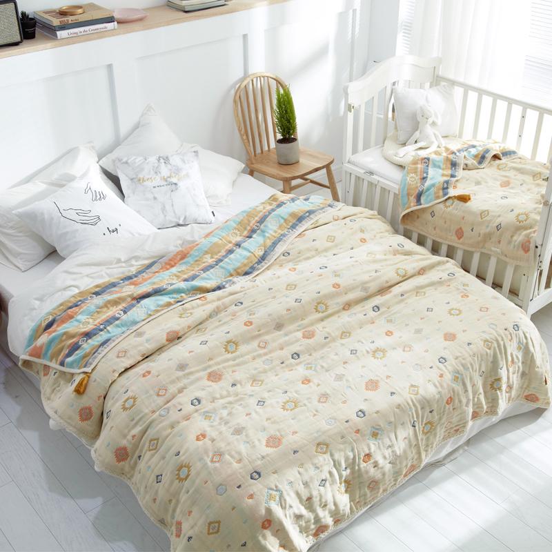 Mẹ Con Sáu Lớp Vải Xô Chăn Mỏng Đắp Mùa Hè Cho Bé Ngủ Trưa 100% Cotton Sợi Bông Duy Nhất Hai Người 100% Cotton Chăn Mùa Hè Mùa Hè