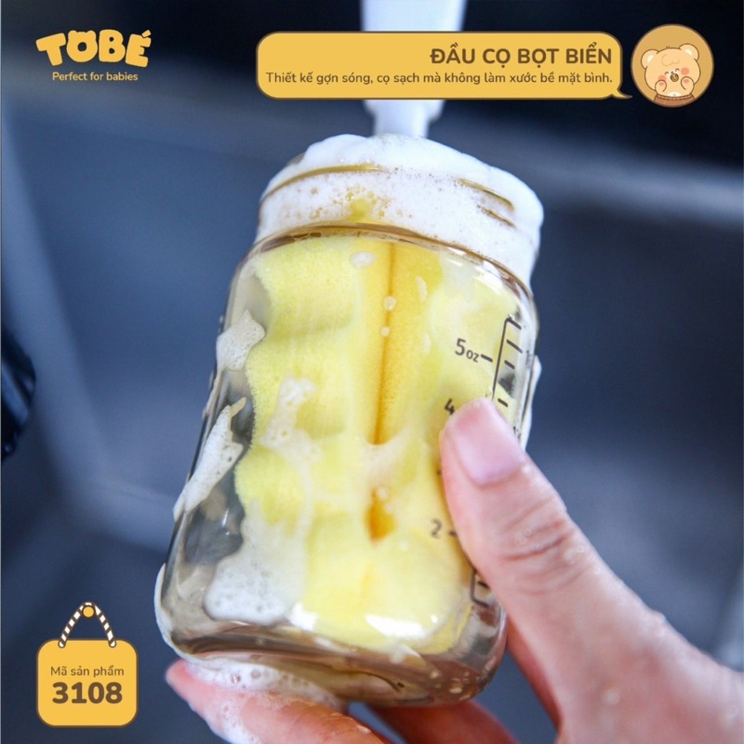 Bộ cọ rửa bình sữa silicone Tobé