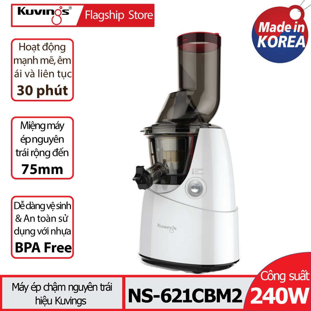 [Trả góp 0%]Máy ép trái cây tốc độ chậm Kuvings NS-621CBM2 (400ml) - Màu trắng