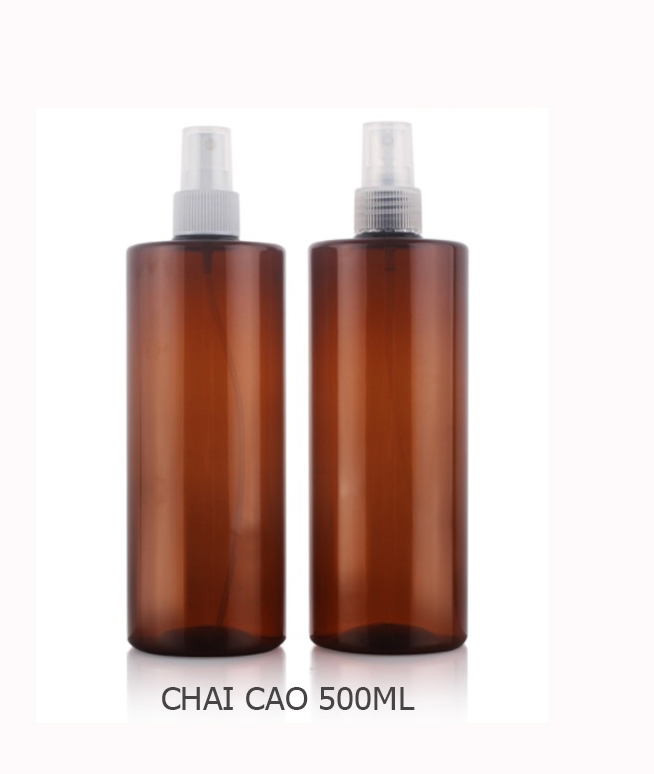 CHAI PET MÀU NÂU 500ML VÒI NHẤN - CHAI 500ML XỊT PHUN  SƯƠNG - CHAI NHỰA DẦU GỘI - CHAI NHỰA MÀU NÂU 500ML - CHAI CHIẾT MỸ PHẨM MÀU NÂU 500ML
