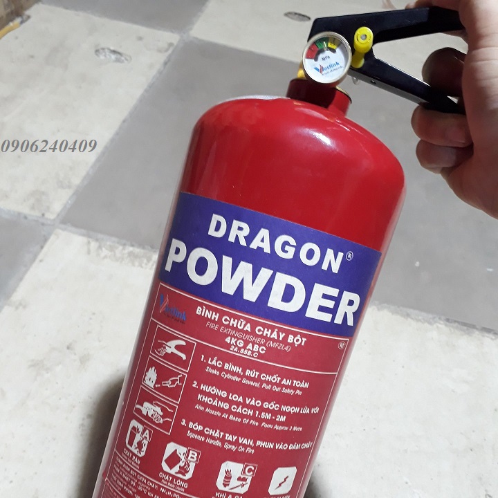 PCCC Bình cứu hỏa Dragon, Bình bột chữa cháy ABC 4kg, Bình dập lửa