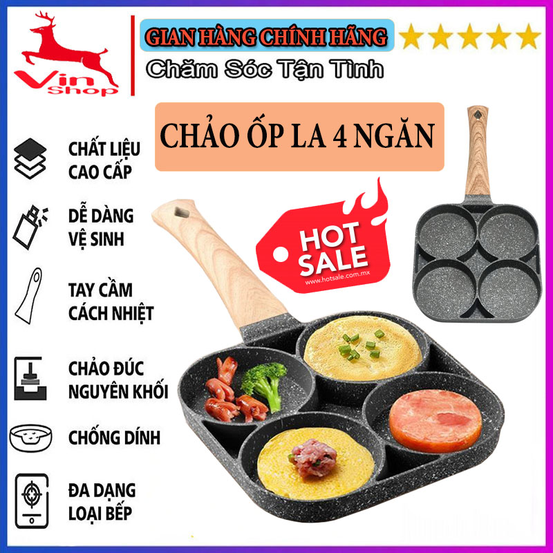 Chảo chống dính 4 ngăn cao cấp, Chảo chiên trứng ốp la 4 ngăn lỗ tròn, chảo chiên trứng mini không dầu, chảo rán trứng ốp la 4 lỗ, chảo ốp la trứng chống dính, dùng cho mọi loại bếp