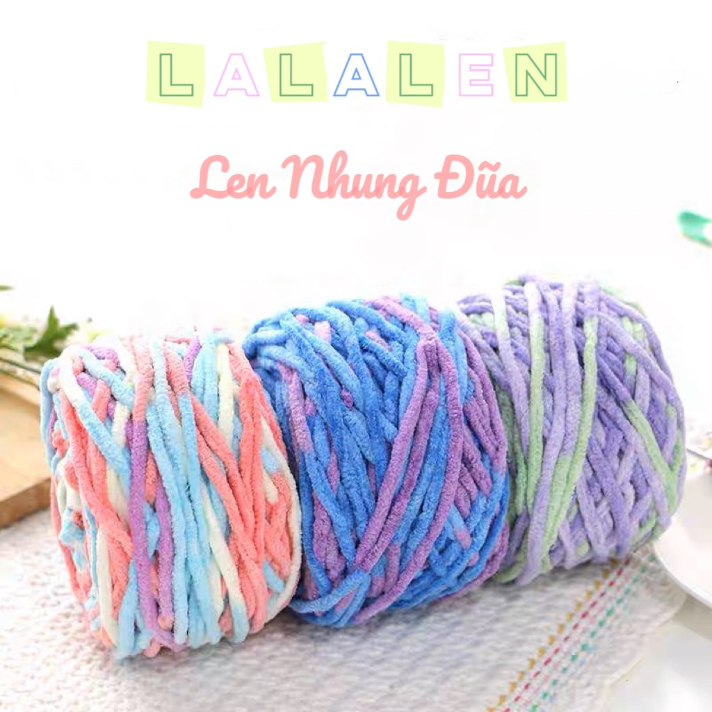 Len Nhung Đũa / Len Bông Sữa 5mm (Bảng Màu Loang) - Cuộn 160gr