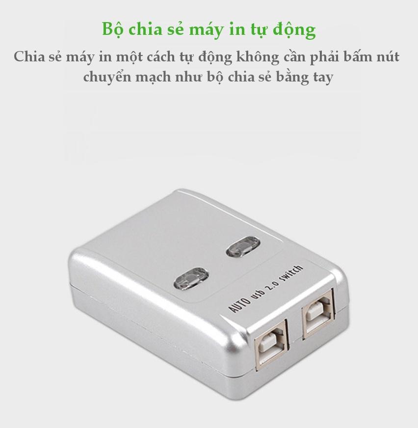 Bộ chia sẻ máy in tự động 1 ra 2 mt viki sw221