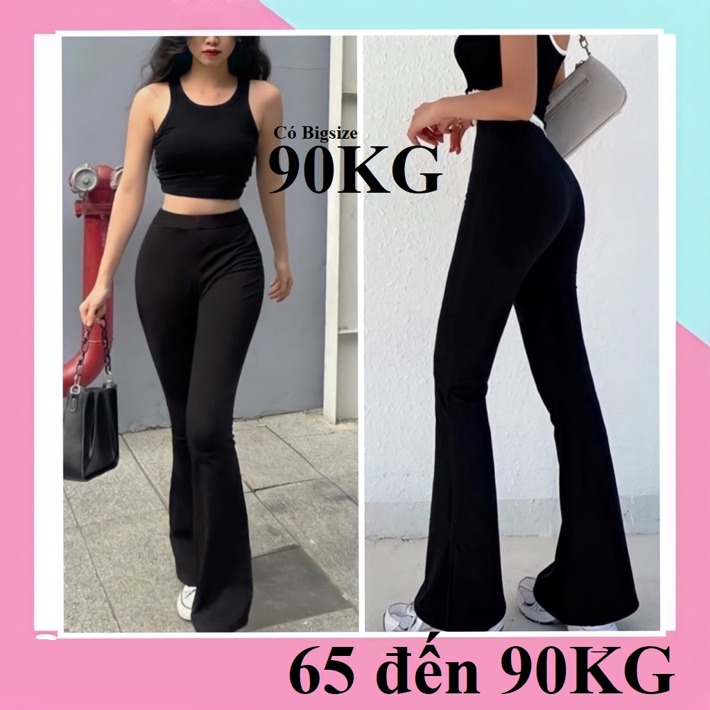 Quần legging ống loe Ngọc Trinh bigsize nữ cạp cao co giãn to rộng 65kg đến 90kg
