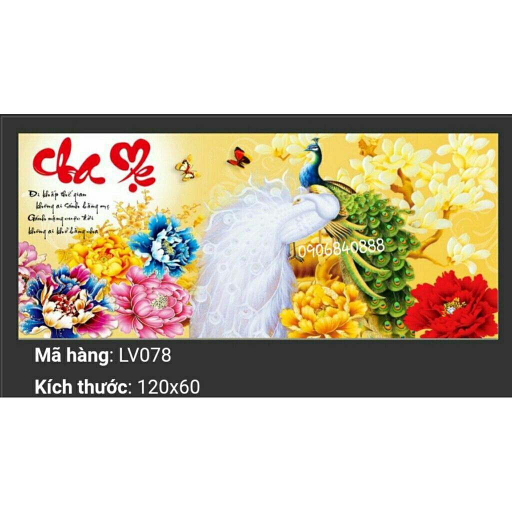 tranh đính đá CHA MẸ kích thước :120×60cm