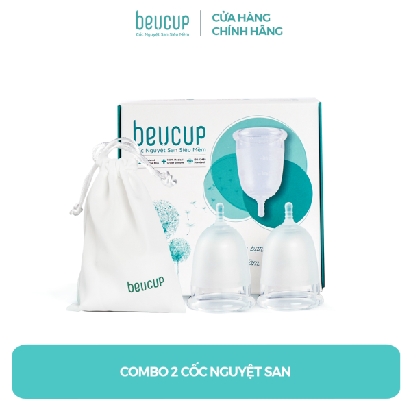 Combo 2 Cốc nguyệt san Silicone y tế Beu Cup - Băng vệ sinh kiểu mới, cốc nguyệt san có độ co giãn phù hợp giá rẻ