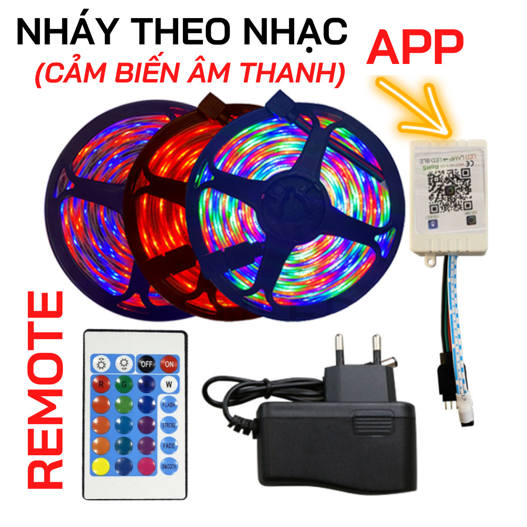 Bộ Dây Đèn LED Đuổi ARGB 5 Mét Dùng APP Nháy theo nhạc TIKTOK, Đèn LED Decor Phòng Ngủ, Trang Trí Nhà Cửa Ngày Lễ Tết