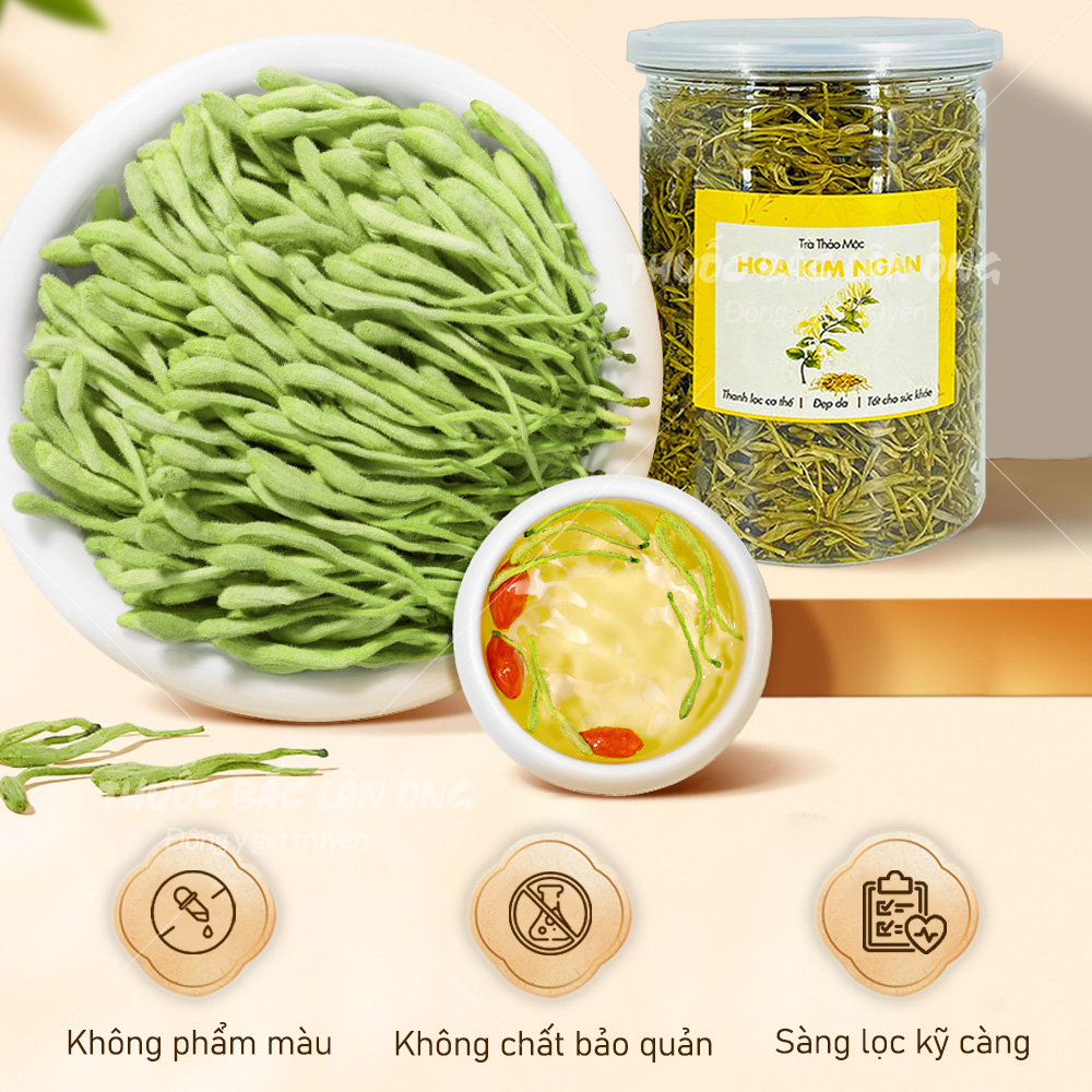 Hoa kim ngân thượng hạng 500g, trà kim ngân hoa, nguyên nụ, không lẫn cành, thanh nhiệt, tốt cho sức khỏe