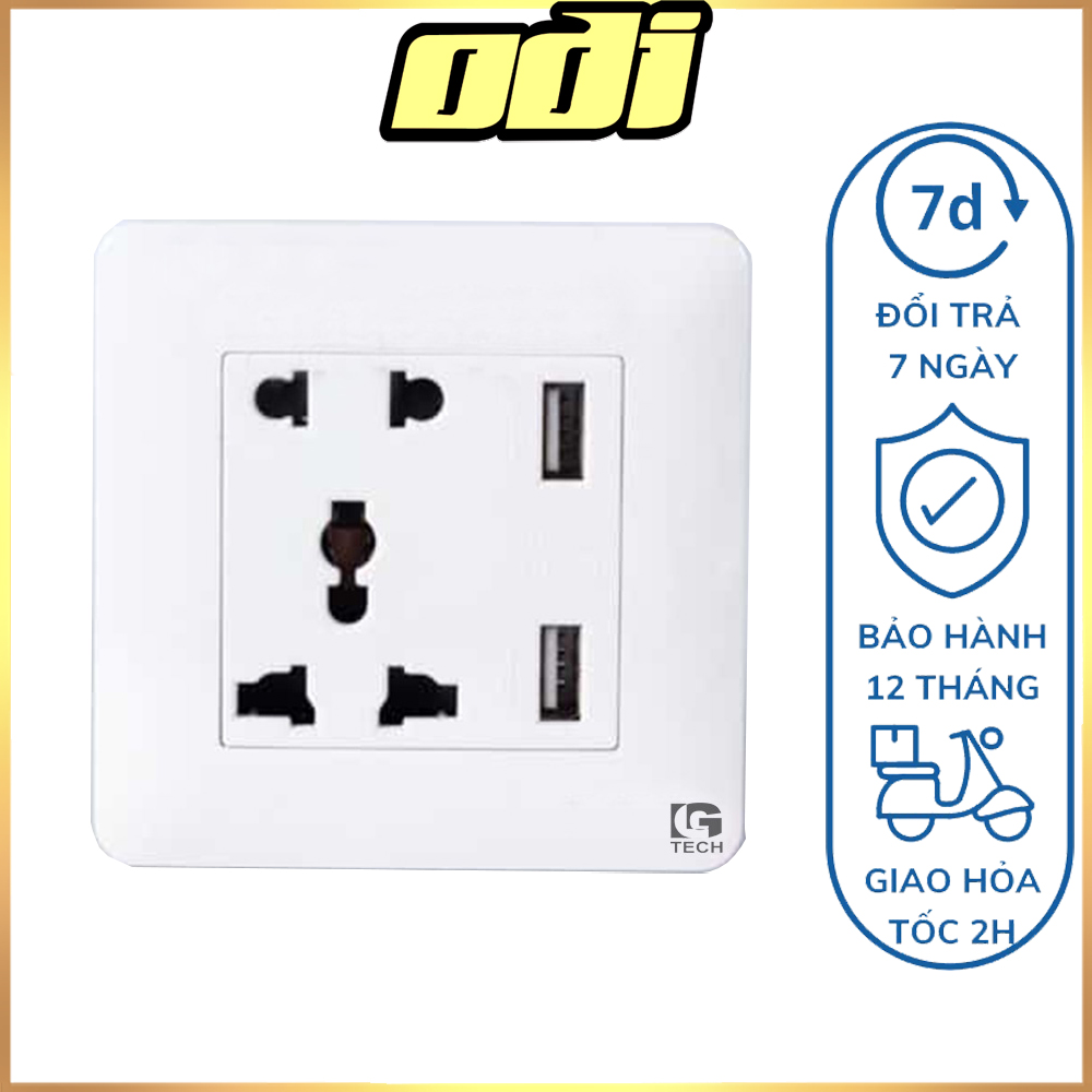 Ổ cắm điện âm tường 5 chấu kết hợp 2 cổng usb lg-tt-0047