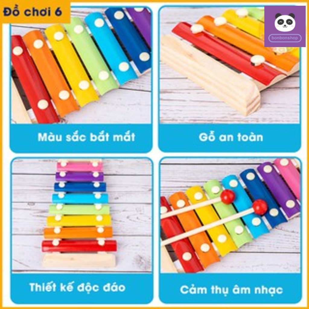 Combo 8 món đồ chơi gỗ an toàn thông minh cho Bé (ĐỒ CHƠI TRẺ EM)