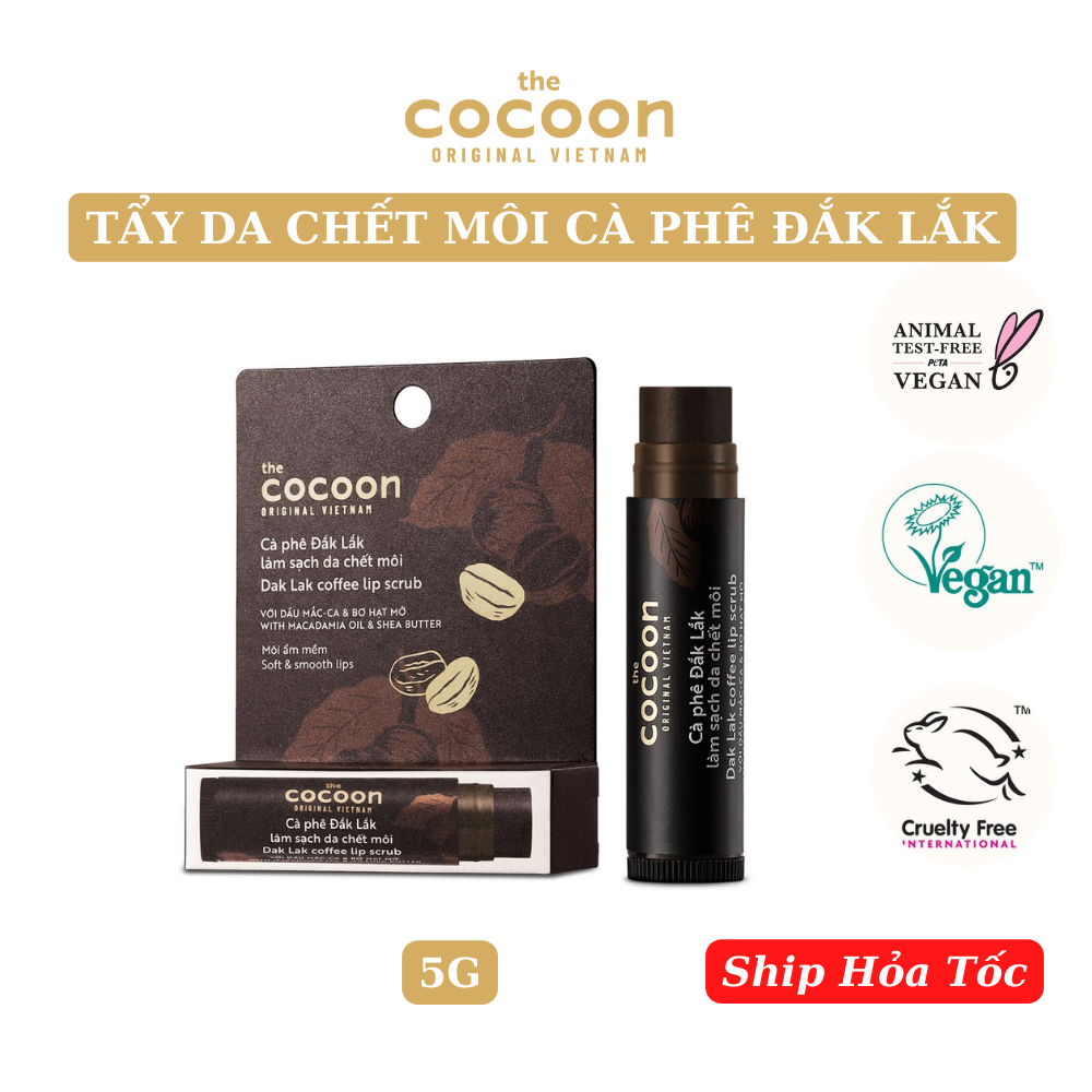 Tẩy da chết môi cà phê Đắk Lắk Cocoon môi ẩm mềm 5g