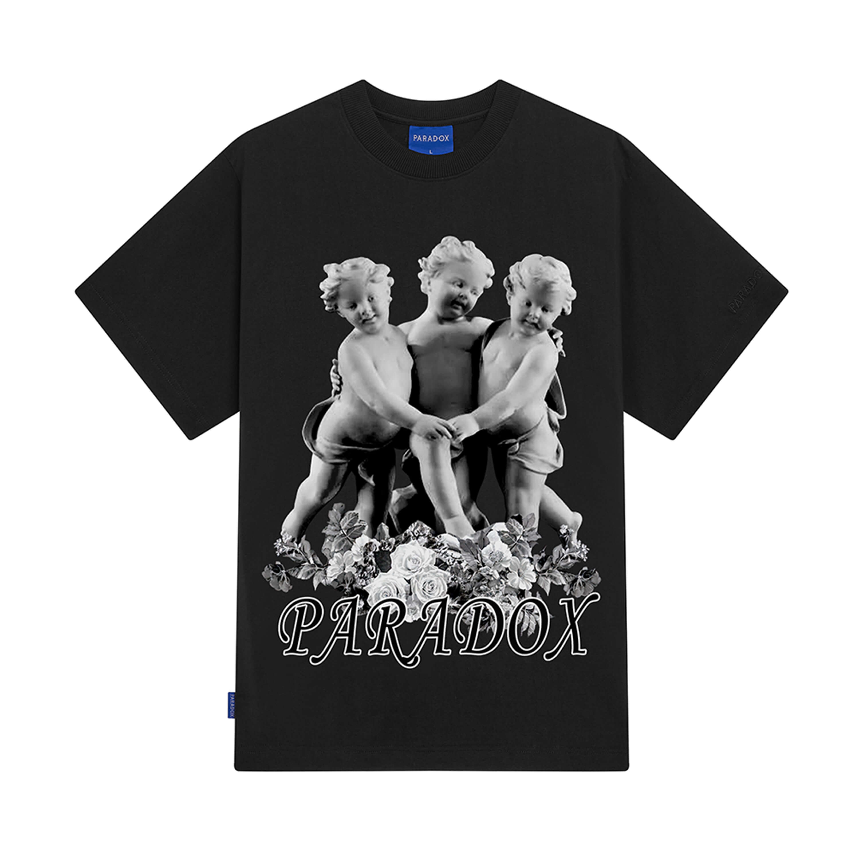 Áo thun form rộng paradox tay lỡ - unisex - in hình - allies tee - đen, trắng