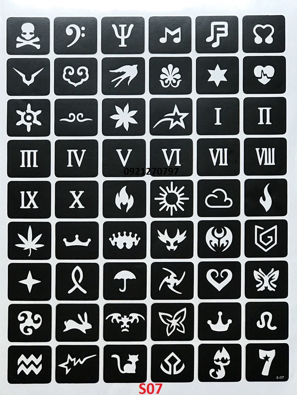 KHUÔN XĂM HÌNH XĂM TẠM THỜI S07 khổ A4