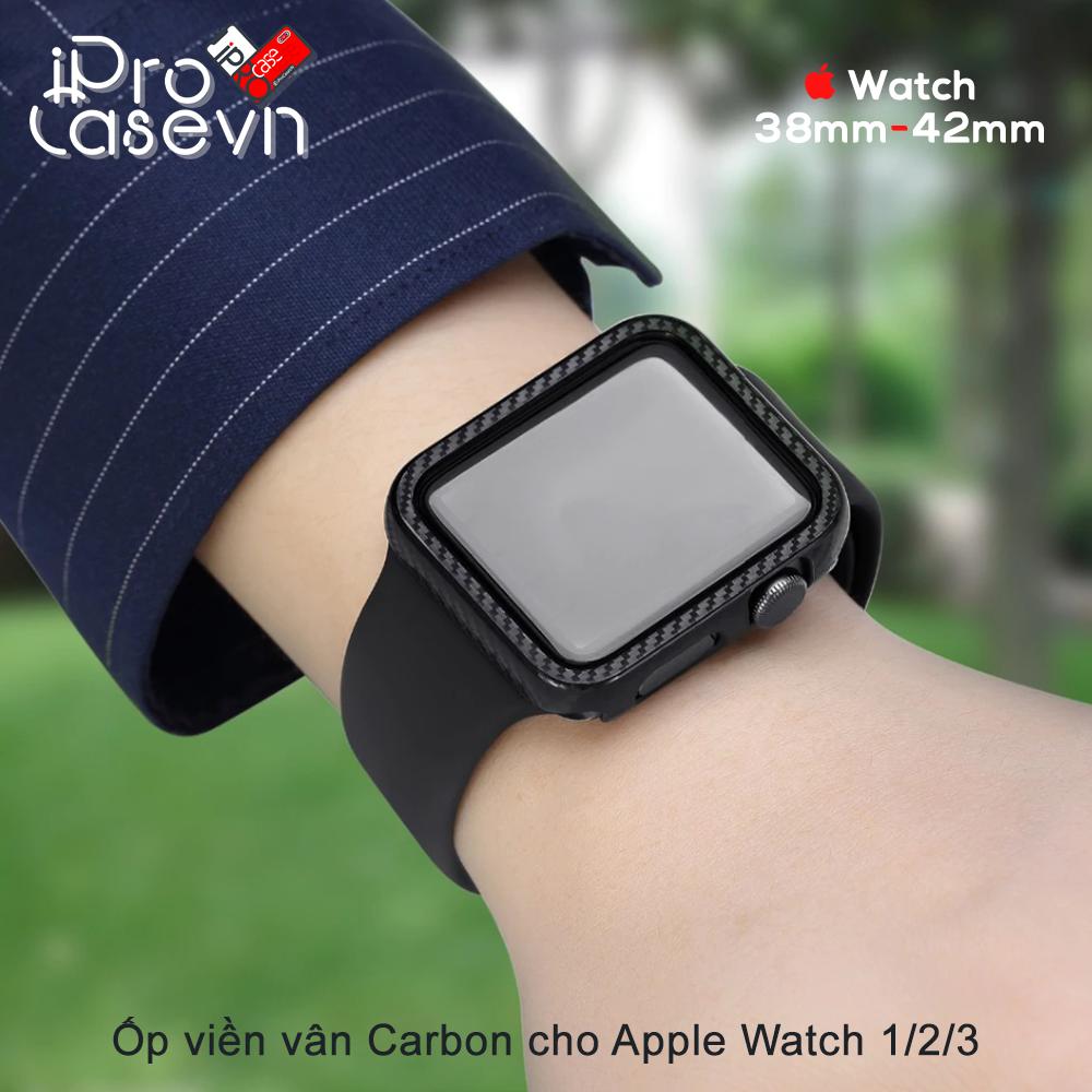 Ốp viền vân Carbon cho Apple Watch Serial 1/2/3 (size 38mm/42mm)