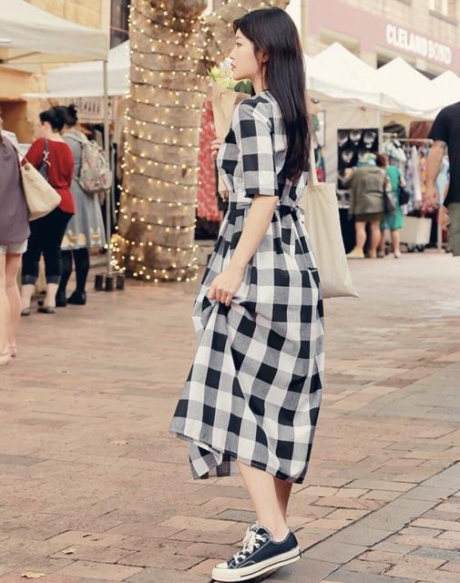 [HCM]Đầm caro nỉ to form dài (KÈM HÌNH THẬT)